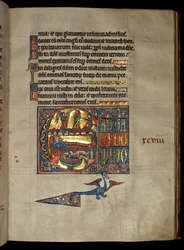 Ms 322 f.97r, Salmo 97, inicial C, Anunciação aos pastores, ilustração do &39;De Brailes Psalter&39;, c.1250